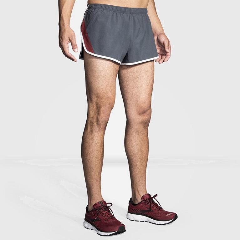 Brooks Go-To 2 Split NZ - Men's Running Shorts - Grey (34612-RWJG)